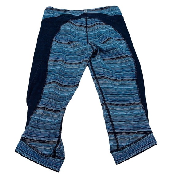 Lululemon Stop At Nothing Crop Leggings Space Dye Twist Naval Blue Womens Size 6